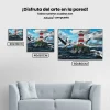 Pintura Diamante - Faro y gaviotas blancas y rojas