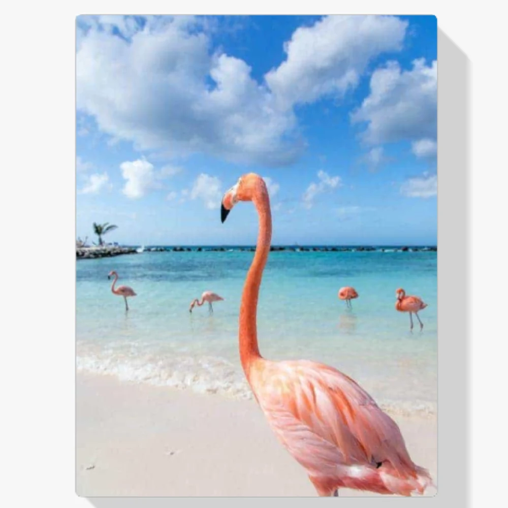 Pintura Diamante - Flamencos en la playa