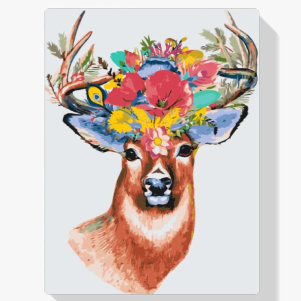 Pintura Diamante - Flores Ciervo