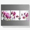 Pintura Diamante - Flores rosas con mariposa 3 paneles