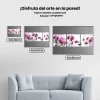 Pintura Diamante - Flores rosas con mariposa 3 paneles