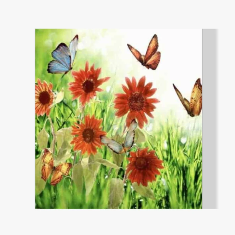 Pintura Diamante - Flores y mariposas