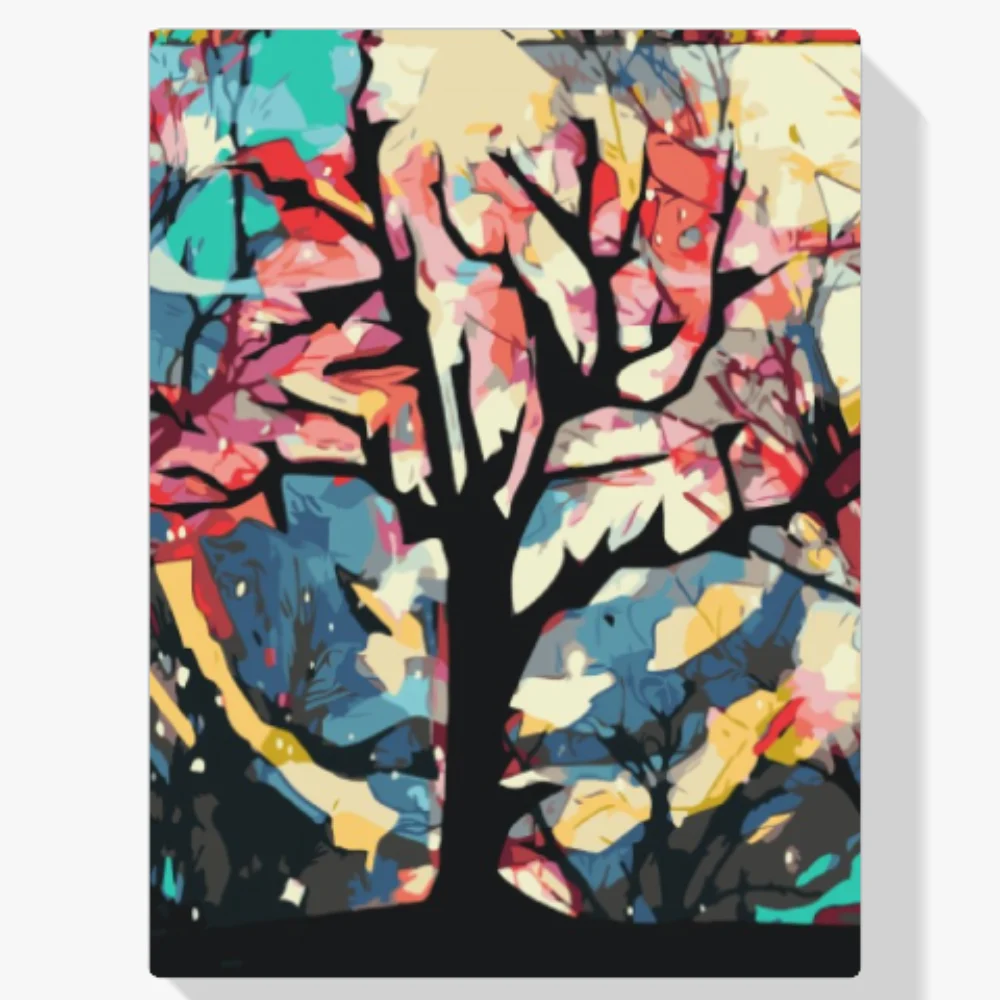 Pintura Diamante - Fondo colorido detrás del árbol