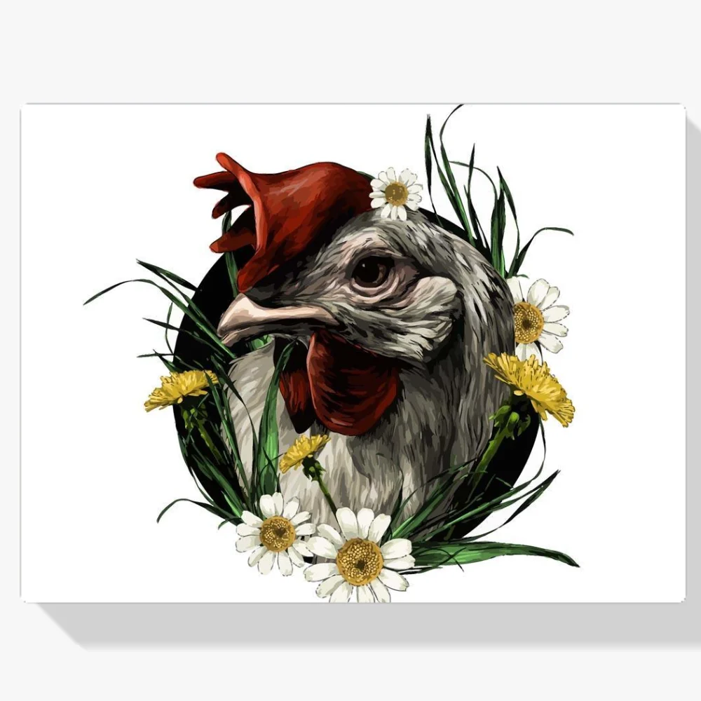 Pintura Diamante - Gallo en bata de flores