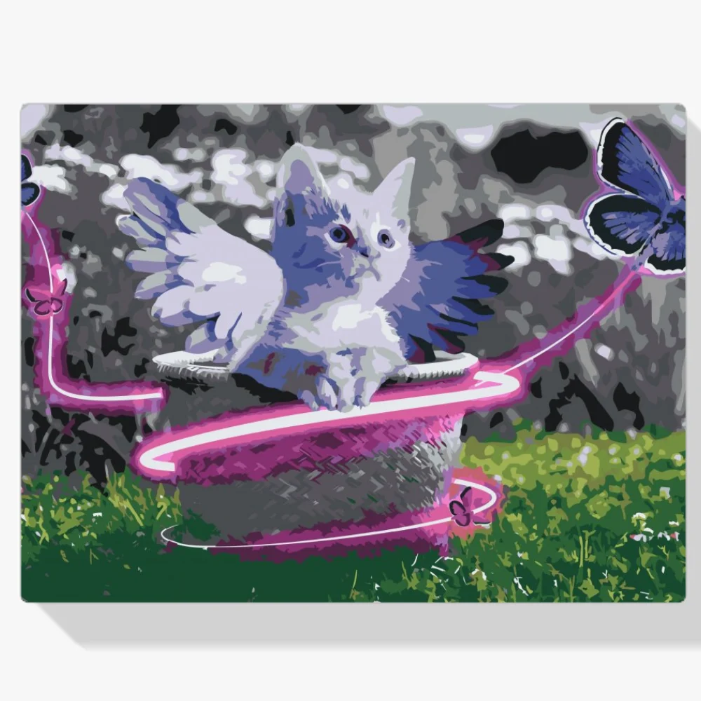 Pintura Diamante - Gatito con alas