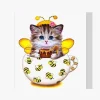 Pintura Diamante - Gatito con copa de abeja