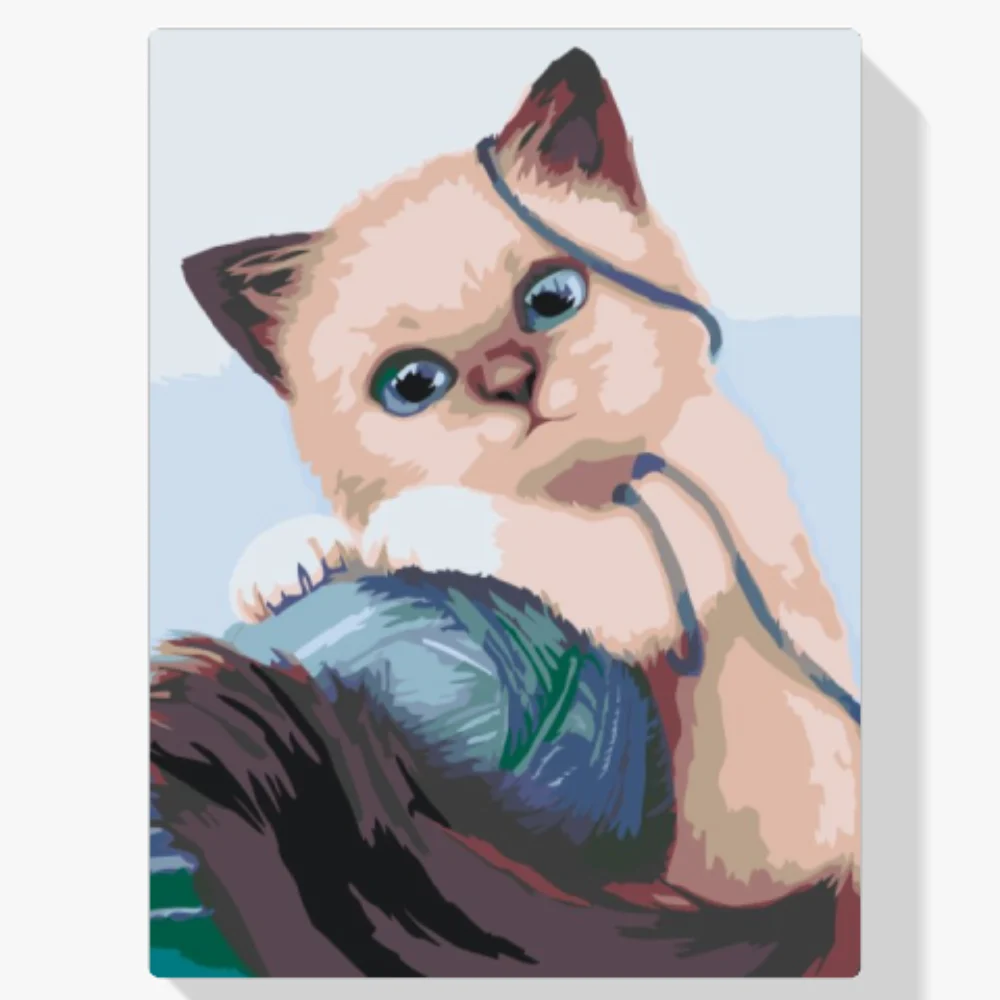 Pintura Diamante - Gatito con una pelota