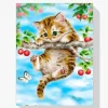 Pintura Diamante - Gatito en una rama