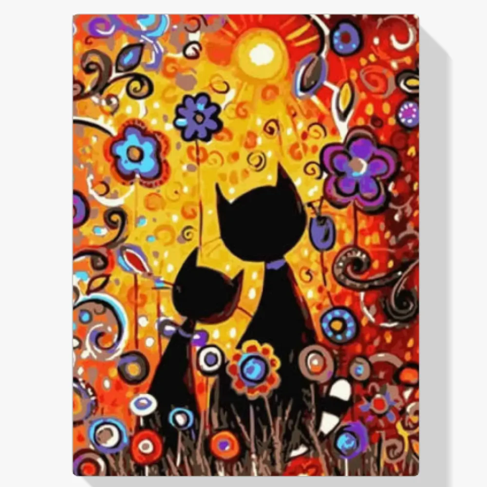 Pintura Diamante - Gatitos con flores