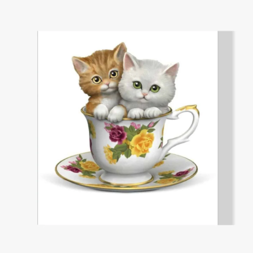 Pintura Diamante - Gatitos en una taza de té