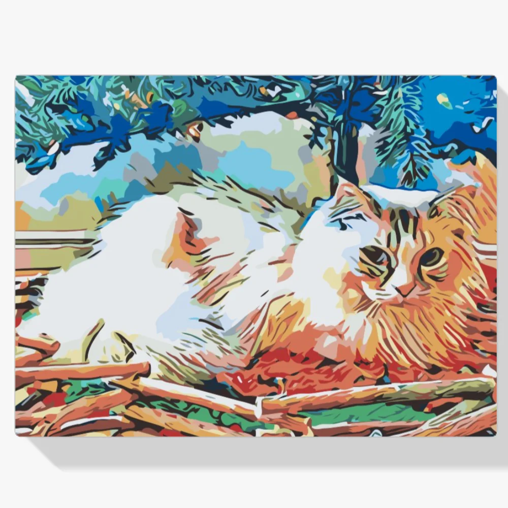 Pintura Diamante - Gato bajo el árbol