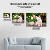 Pintura Diamante - Gato blanco con flores en un florero