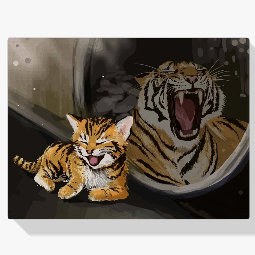 Pintura Diamante - Gato color tigre