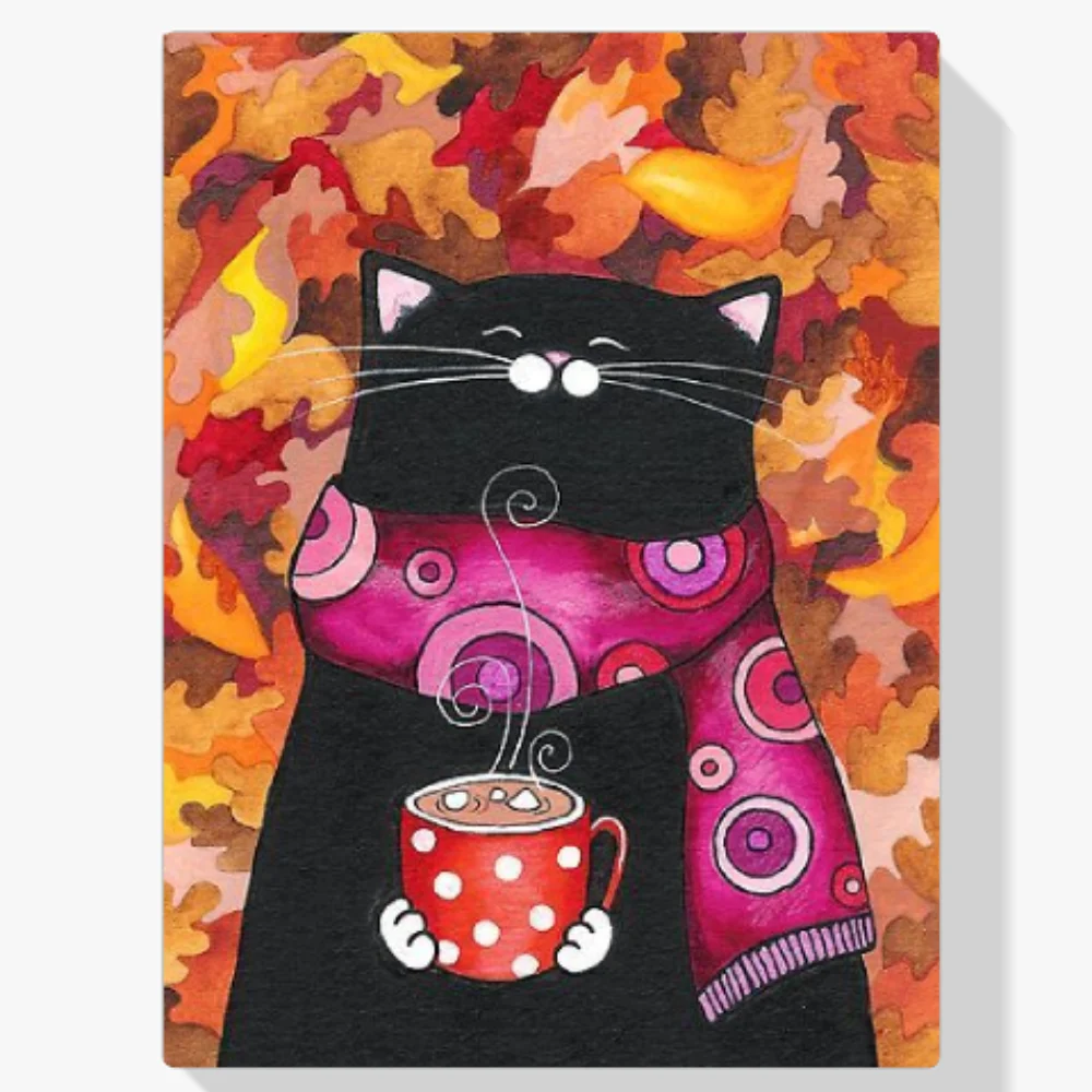 Pintura Diamante - Gato con malvaviscos