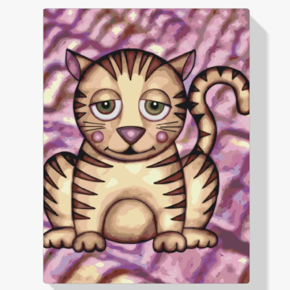Pintura Diamante - Gato con mejillas moradas