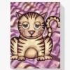 Pintura Diamante - Gato con mejillas moradas