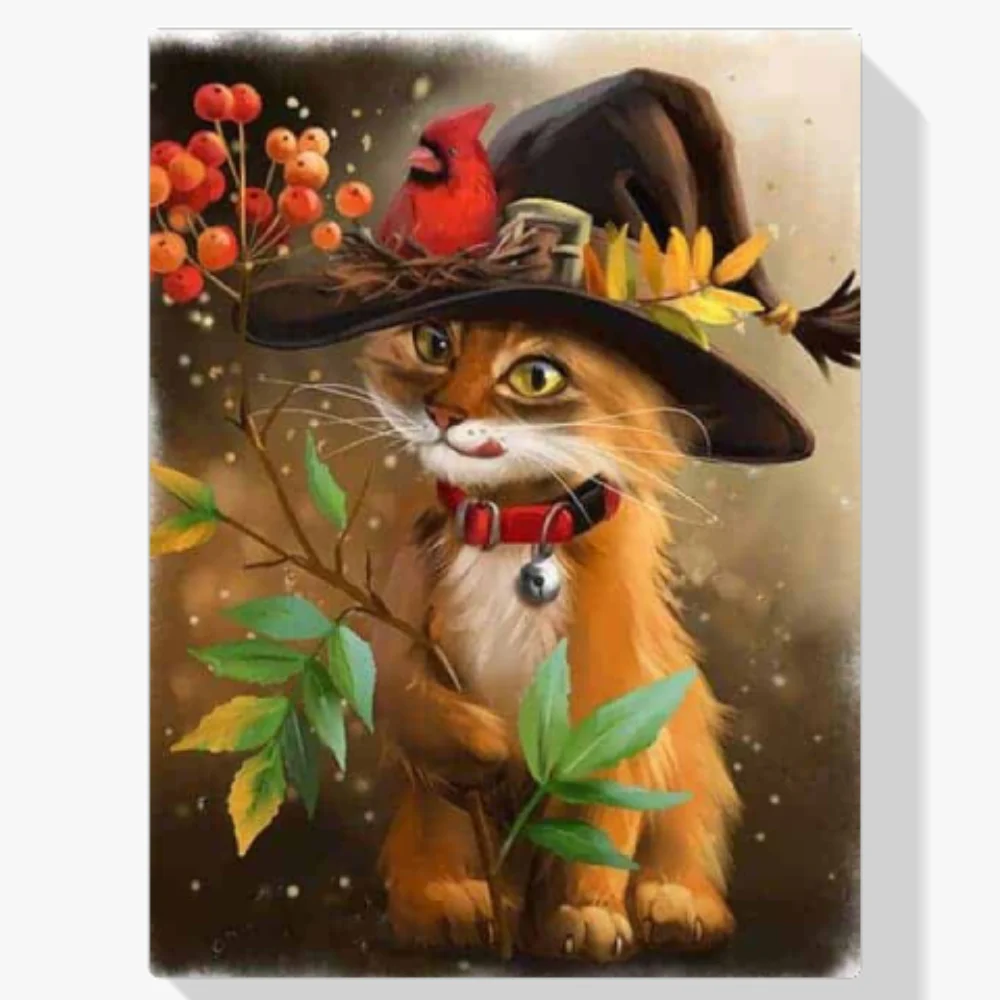 Pintura Diamante - Gato con sombrero