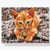 Pintura Diamante - Gato descansando sobre una roca