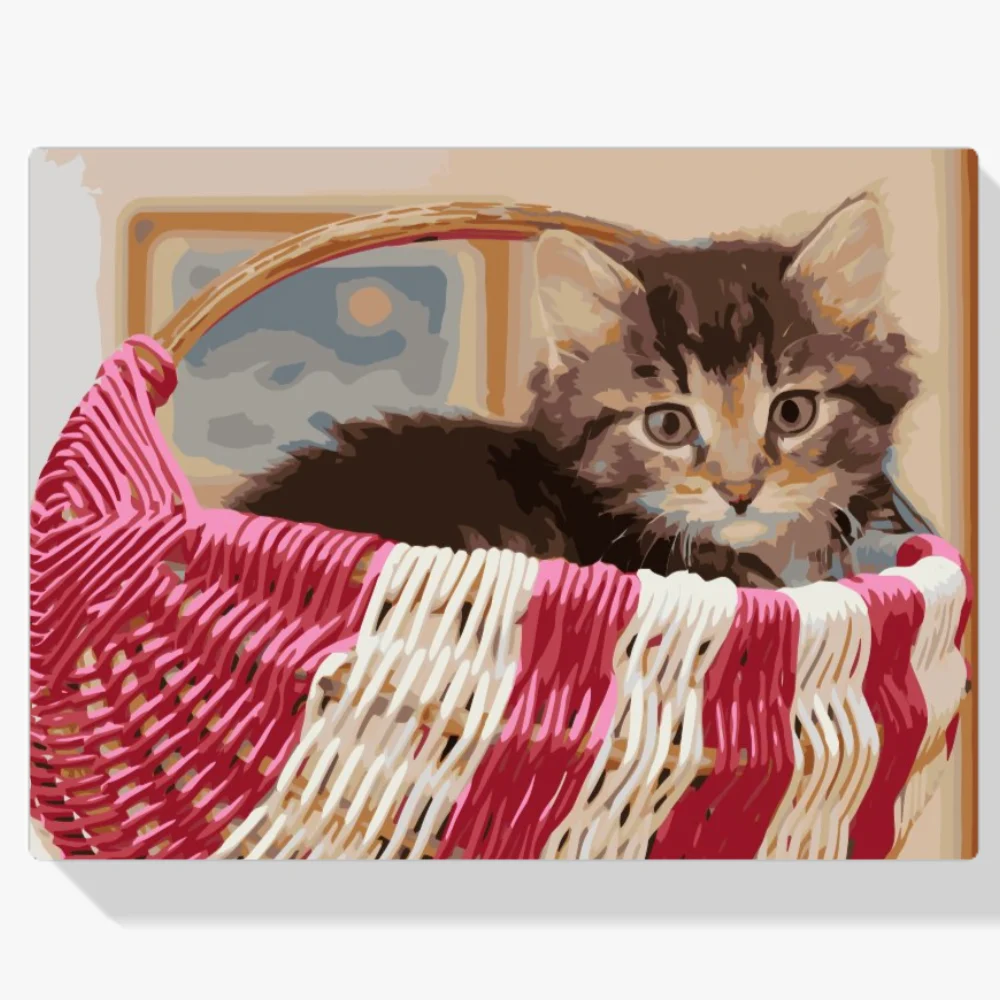 Pintura Diamante - Gato en la cesta