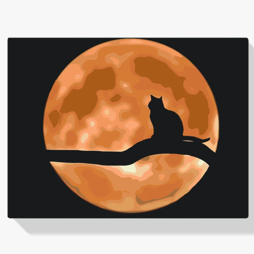 Pintura Diamante - Gato en luna llena