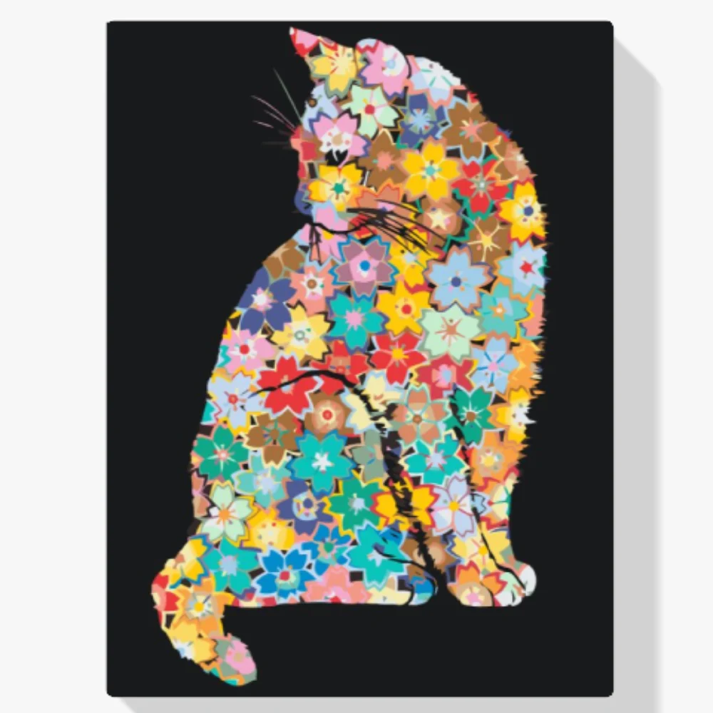 Pintura Diamante - Gato flor