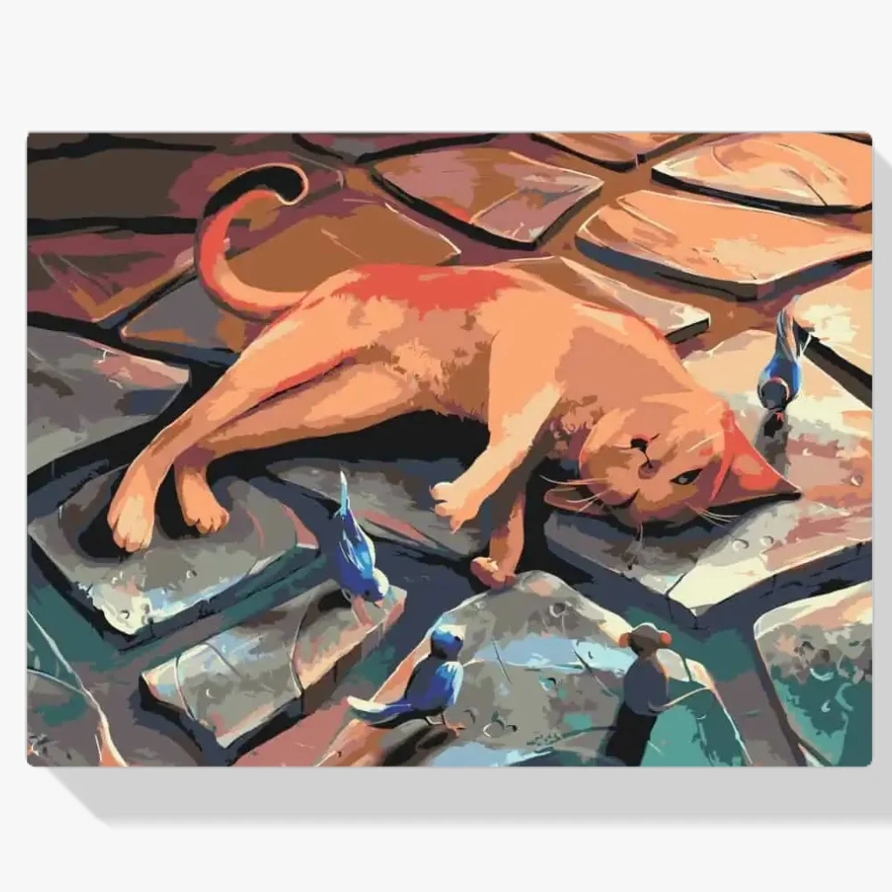 Pintura Diamante - Gato juguetón