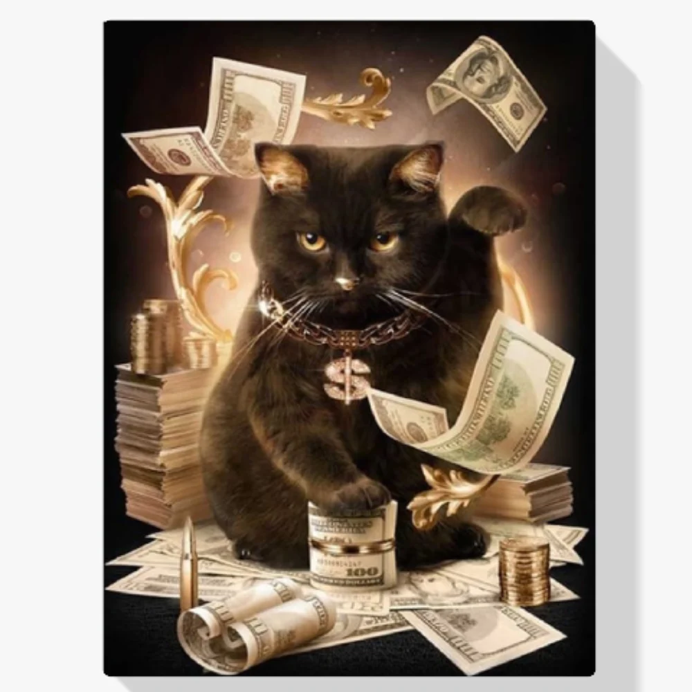 Pintura Diamante - Gato negro moderno