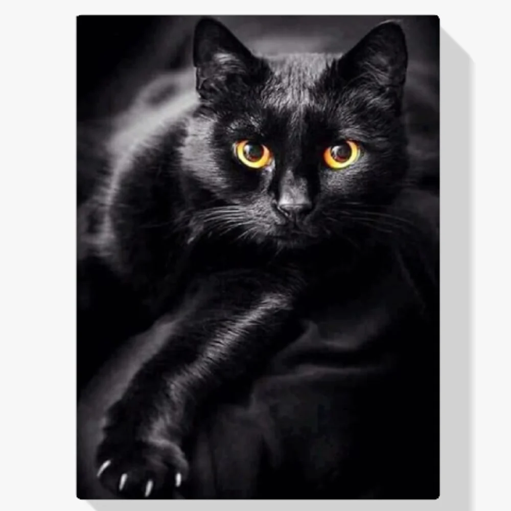 Pintura Diamante - Gato negro y ojos amarillos