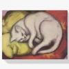 Pintura Diamante - Gato sobre una almohada amarilla