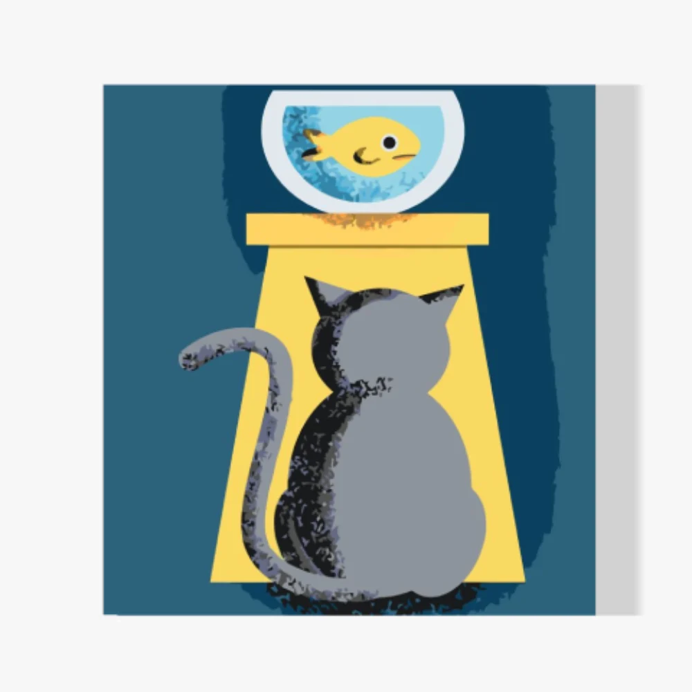 Pintura Diamante - Gato y presa