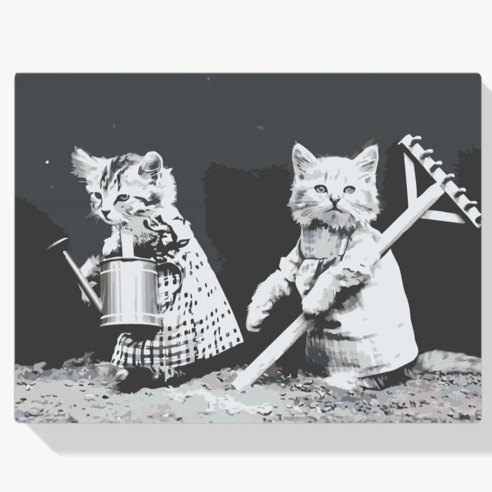 Pintura Diamante - Gatos de jardín