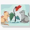 Pintura Diamante - Gatos y flores