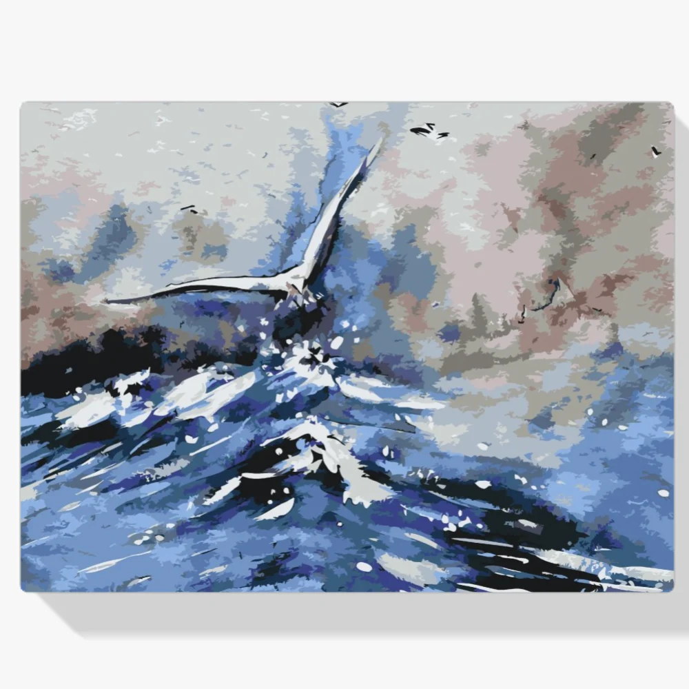 Pintura Diamante - Gaviota volando sobre el mar