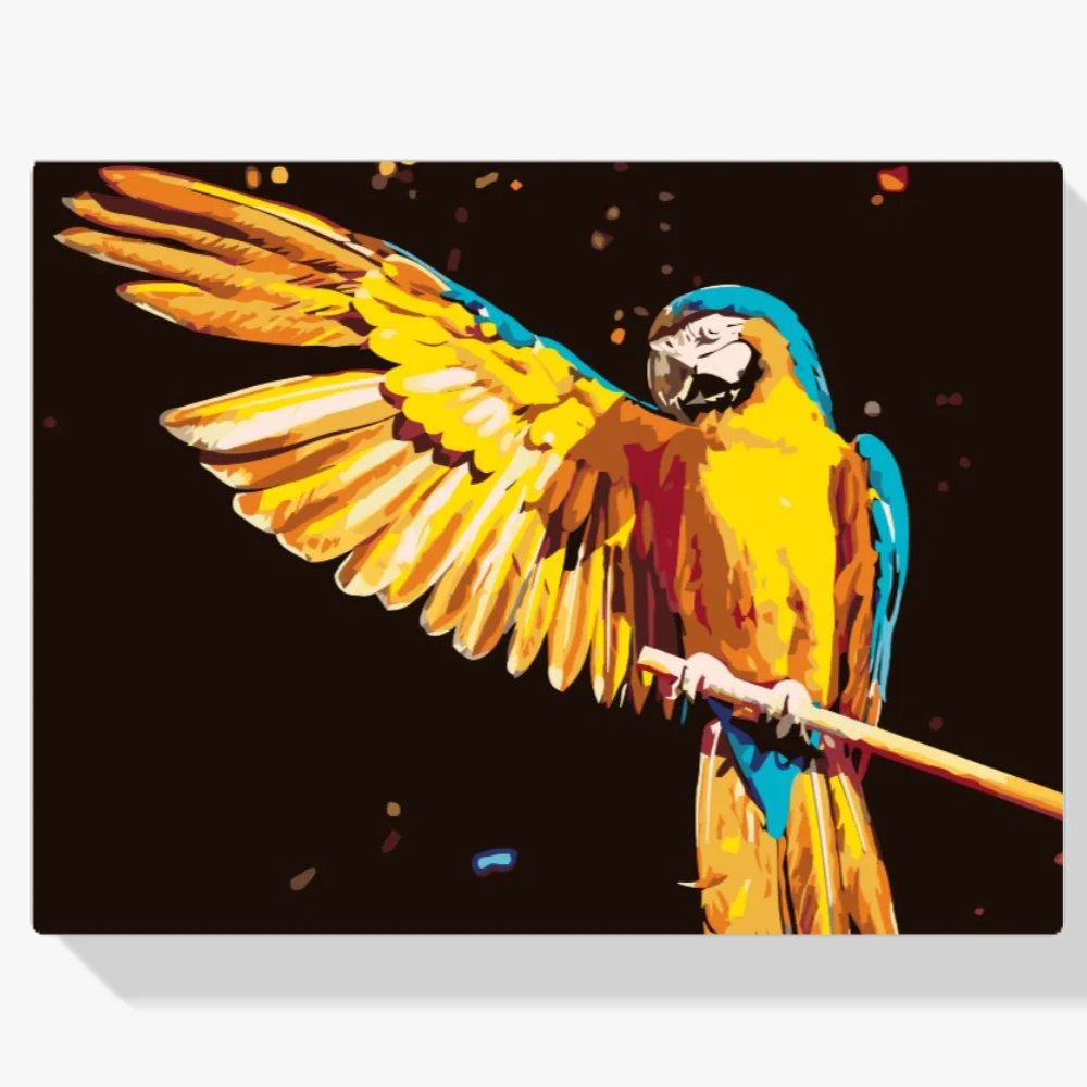 Pintura Diamante - Guacamayo loro azul y amarillo