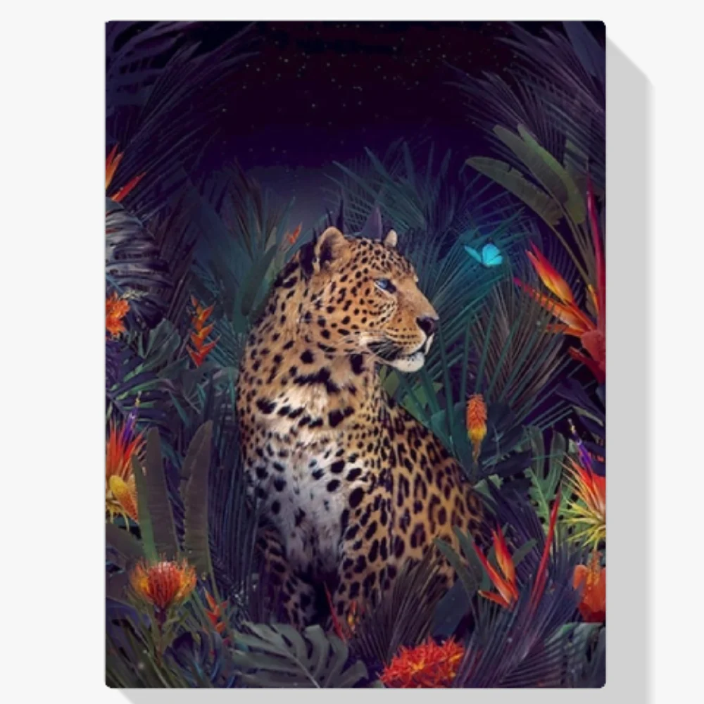 Pintura Diamante - Guepardo con mariposa