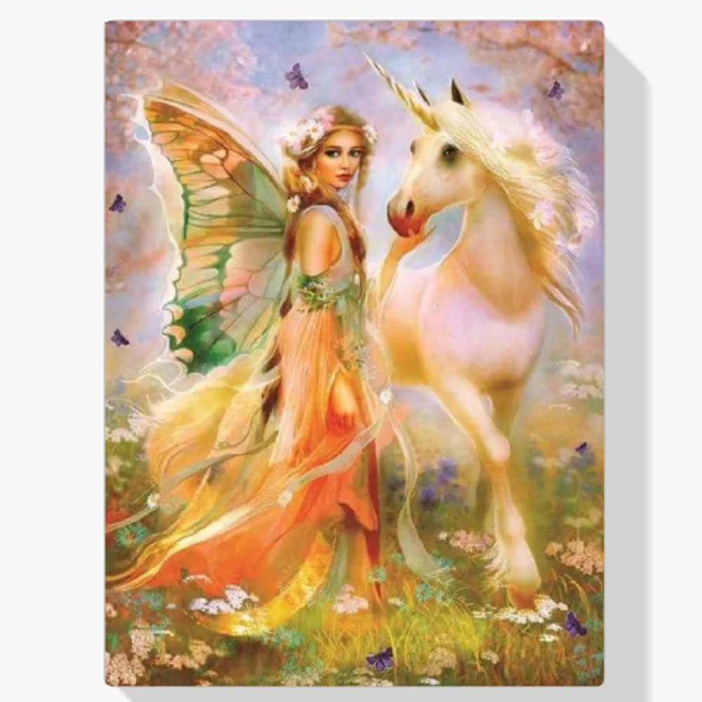 Pintura Diamante - Hada con unicornio