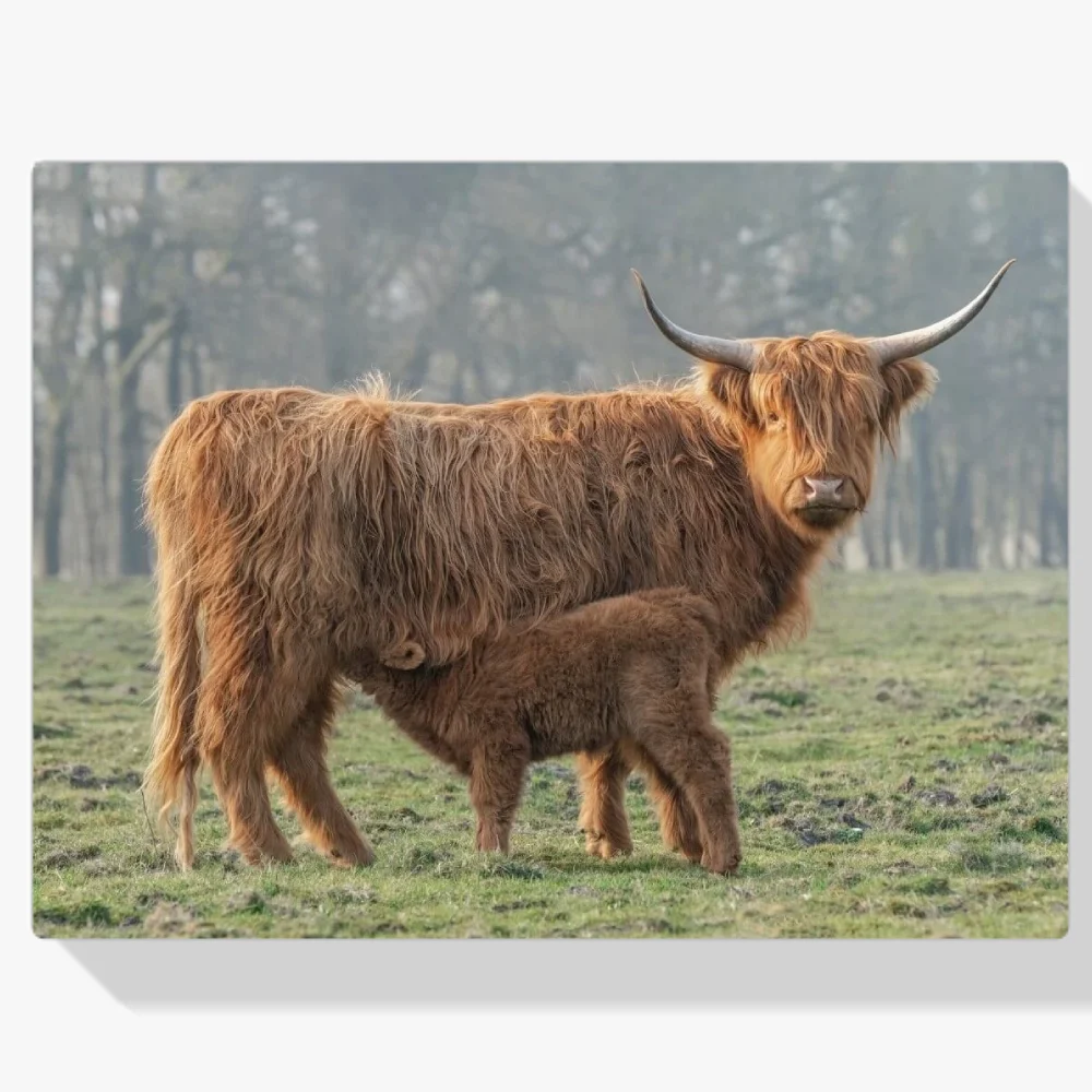 Pintura Diamante - Montañés escocés marrón con su cría