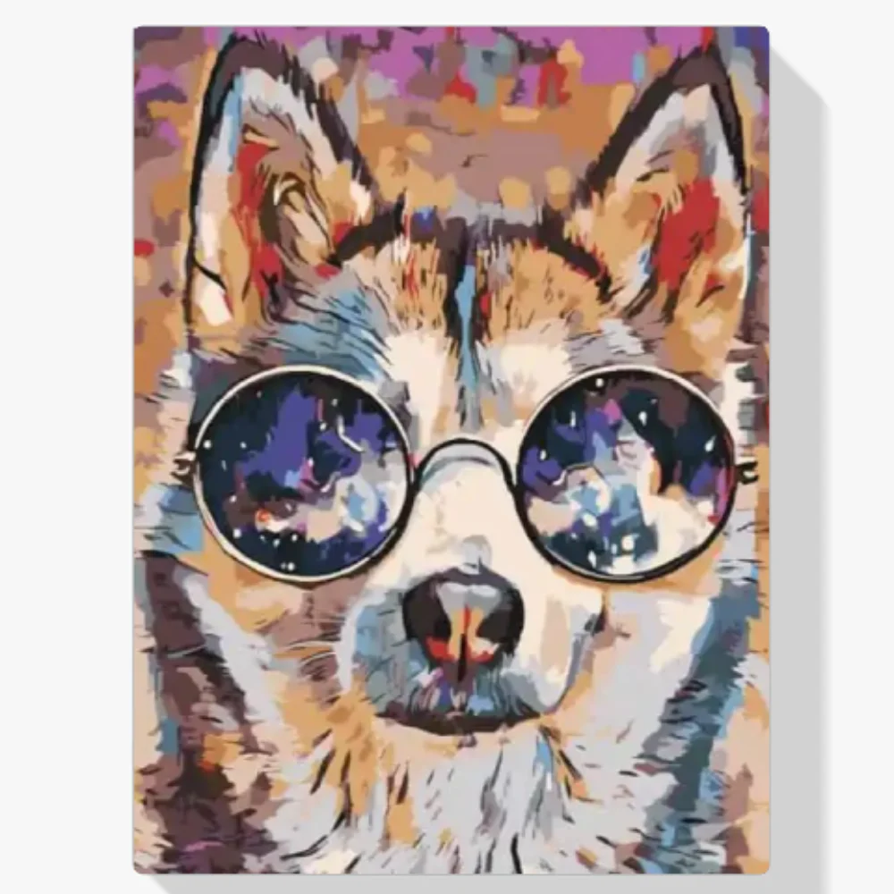Pintura Diamante - Husky con gafas