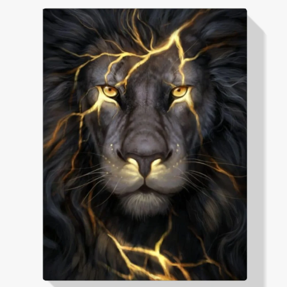 Pintura Diamante - Iluminación del León Negro