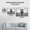 Pintura Diamante - Impresionante toro montañés escocés con largos cuernos en blanco y negro