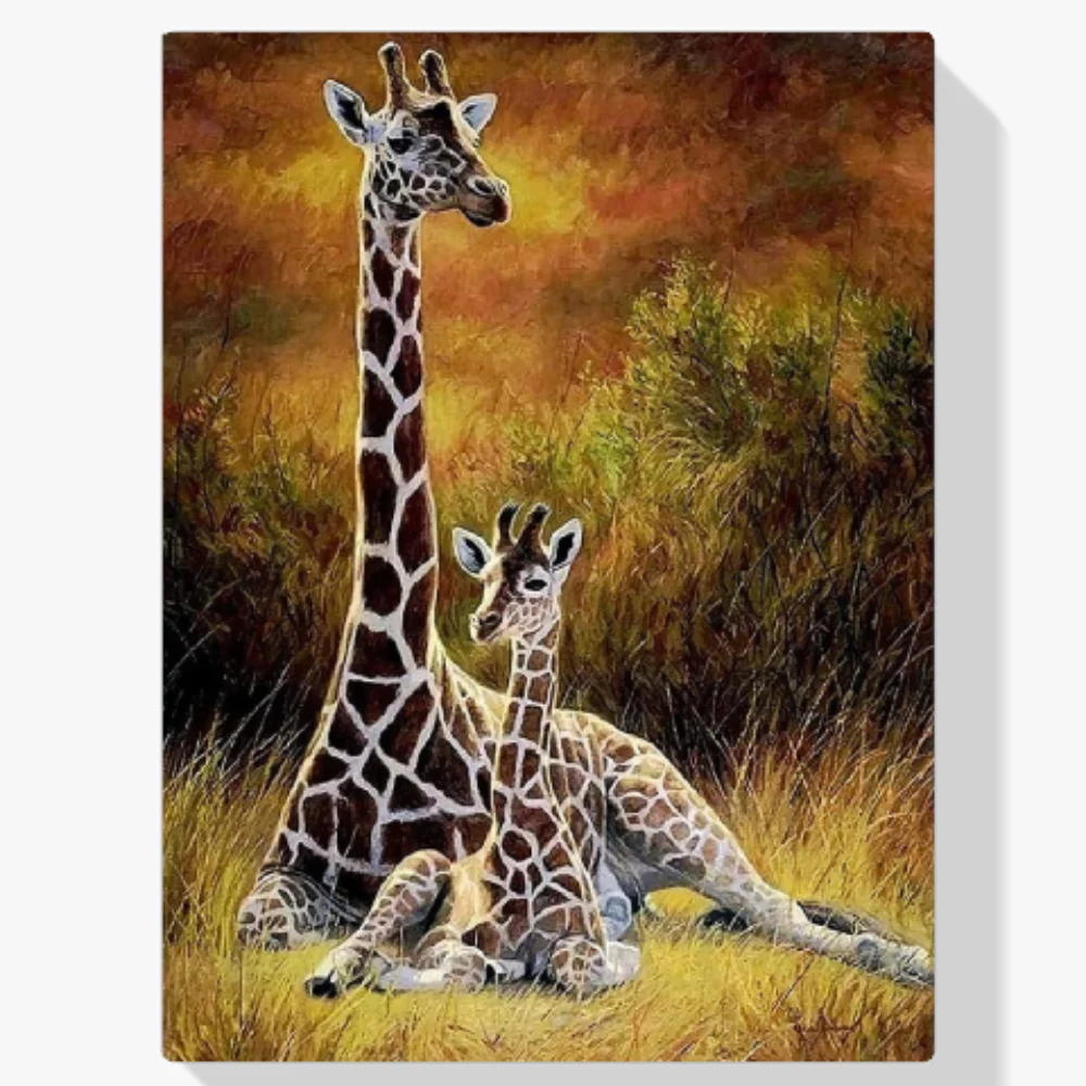 Pintura Diamante - Jirafa madre y niño