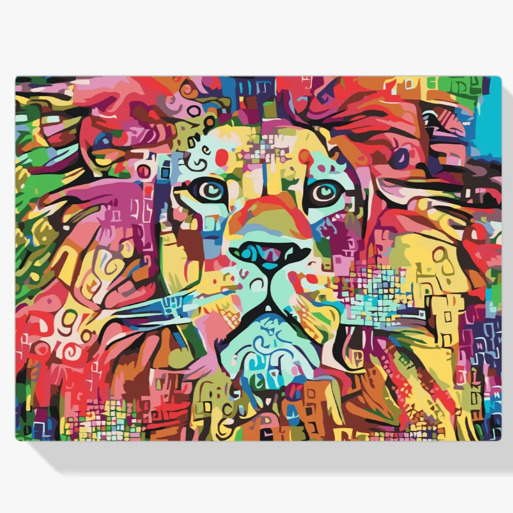 Pintura Diamante - León colorido 4