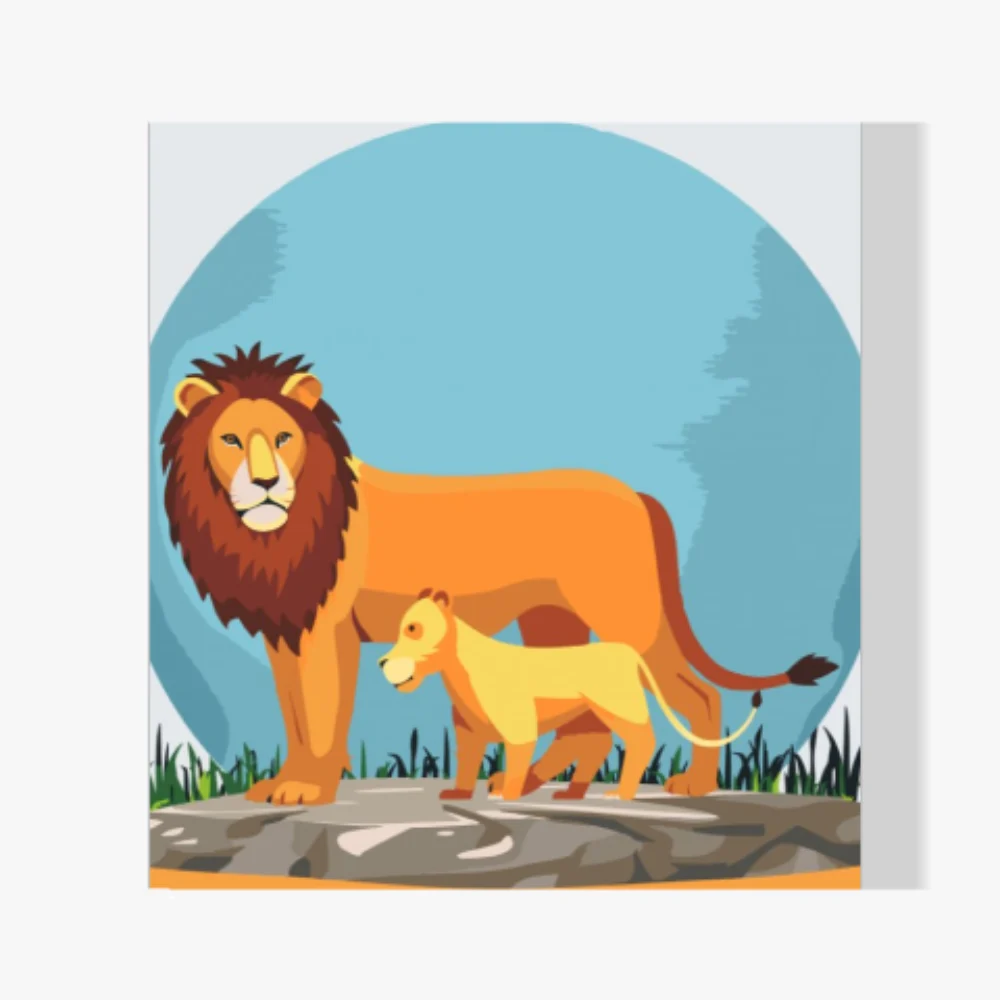 Pintura Diamante - León con cachorro