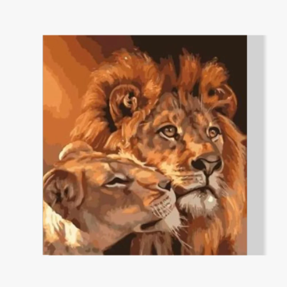 Pintura Diamante - León y cachorro