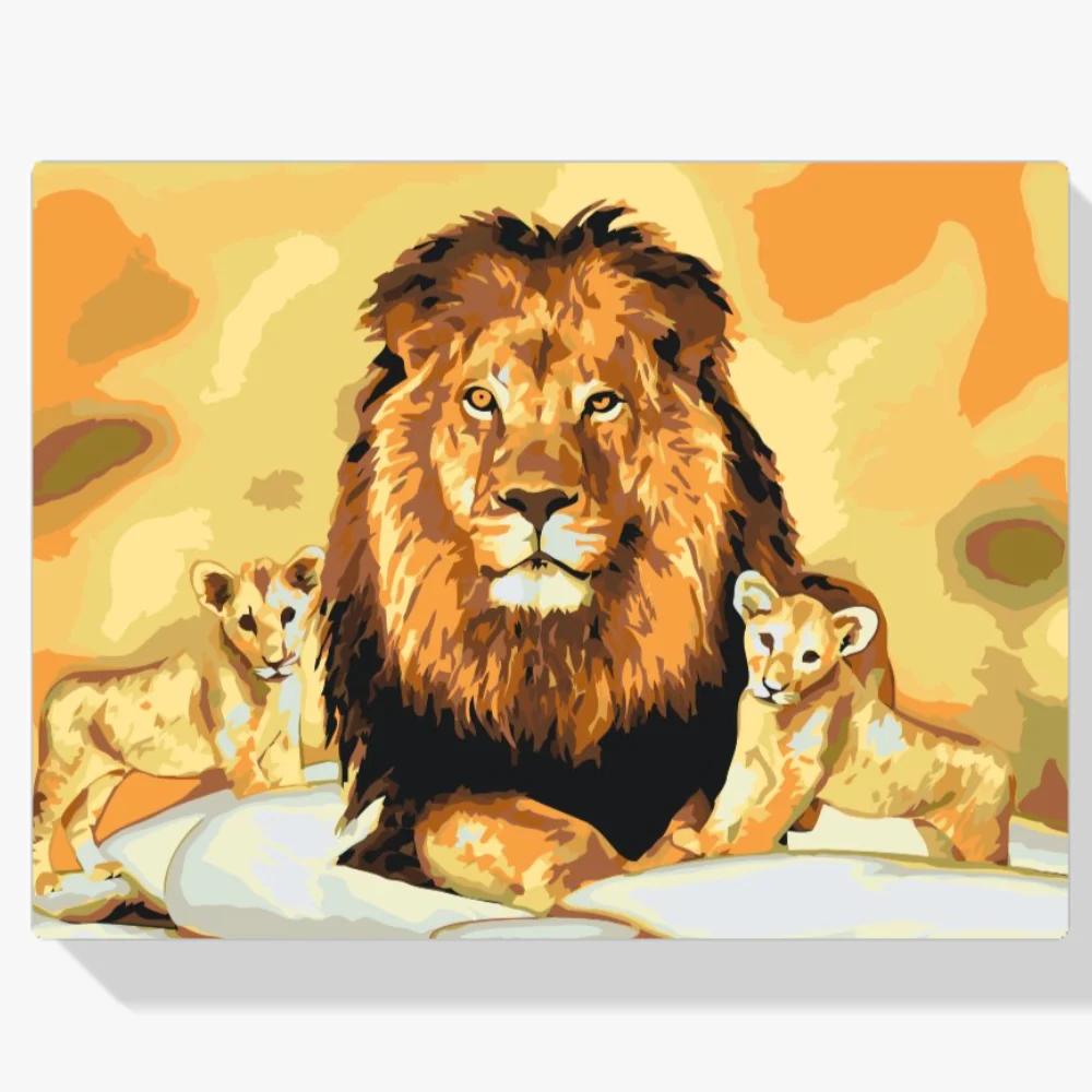 Pintura Diamante - León y cachorros