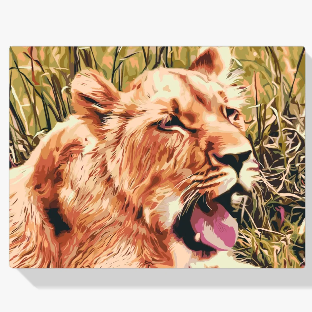 Pintura Diamante - Leona en el prado