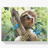 Pintura Diamante - Leopardo con mariposas azules