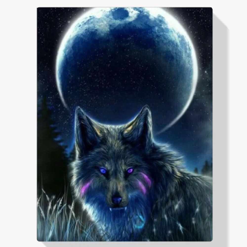 Pintura Diamante - Lobo de luna llena