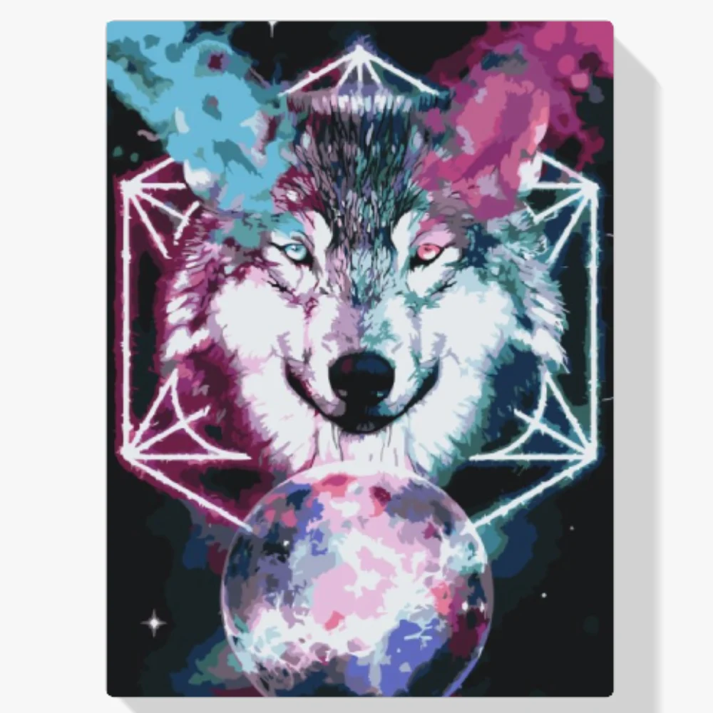 Pintura Diamante - Lobo en el espacio