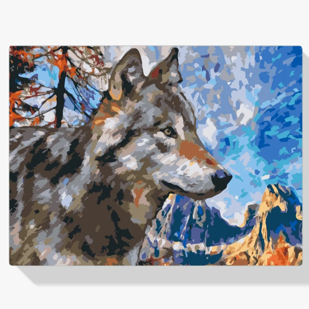Pintura Diamante - Lobo en las montañas